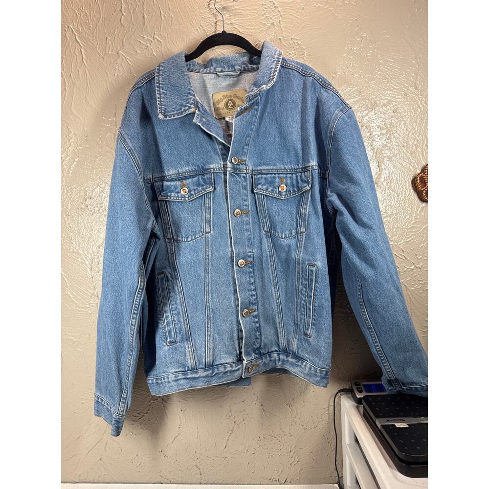 Vintage Arizona Jean Co Blue Jean Denim Trucker Jacket Stone Wash Mens Size XL‎